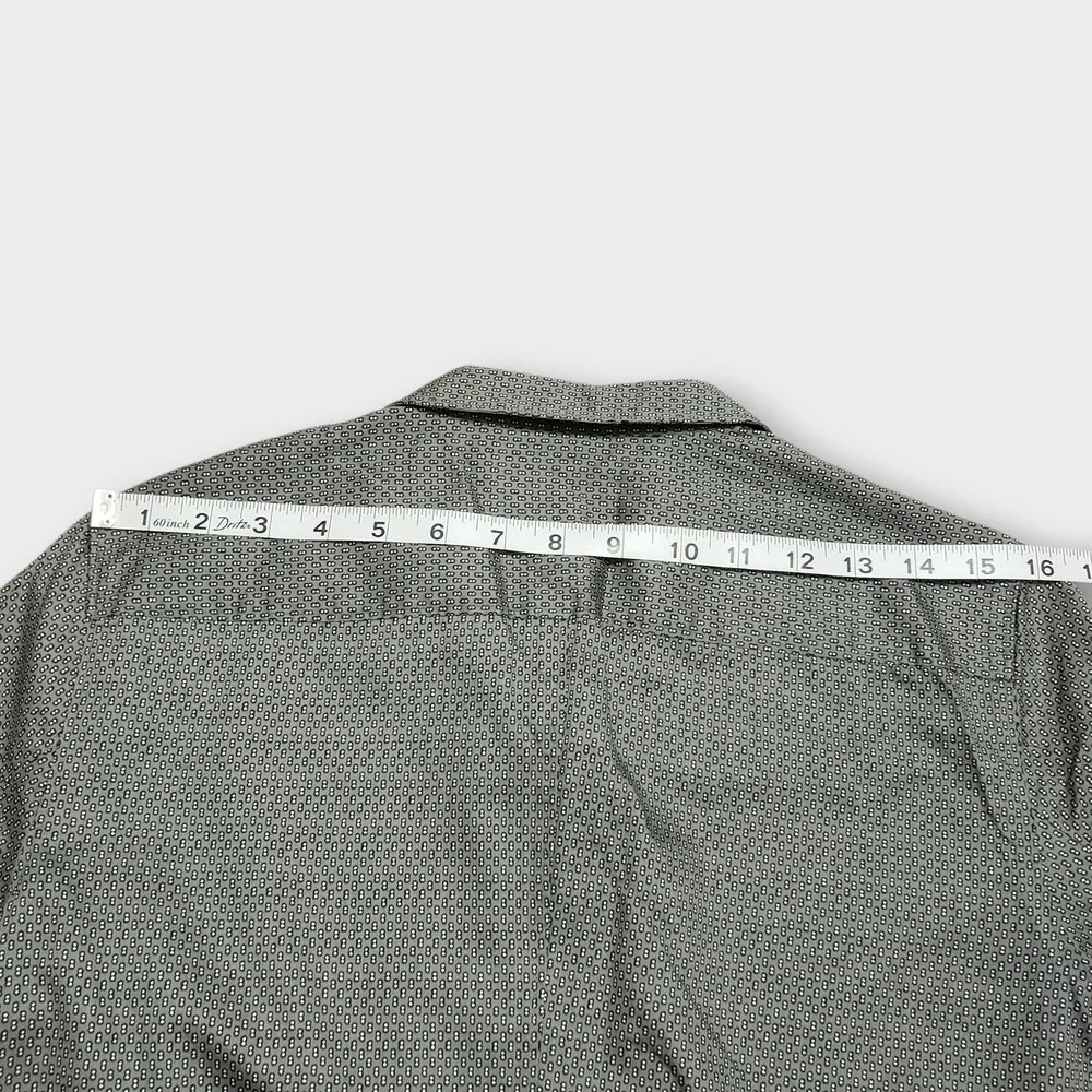 J. Crew Womens Geometric Micro-Print Short Sleeve Button Down Shirt Grey Sz 8